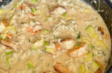 Risoto de camarão e abobrinha