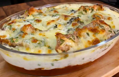 Peixe com molho branco gratinado no forno