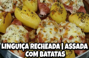 Linguiça recheada com batatas 